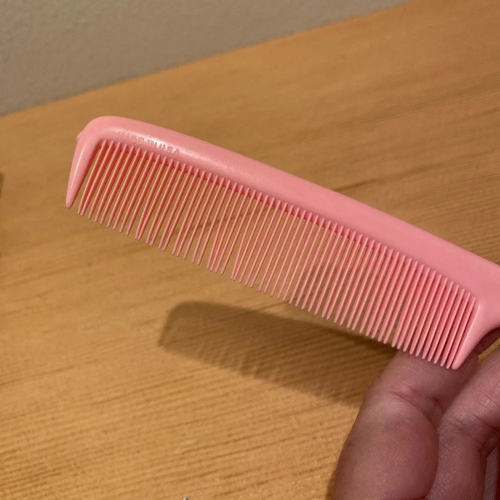 Vintage Unbreakable Comb Pink Rat Tail Made In USA Unbranded 8